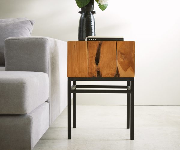 Odkládací stolek Čtverec 38x38 cm přírodní teak - Image 2
