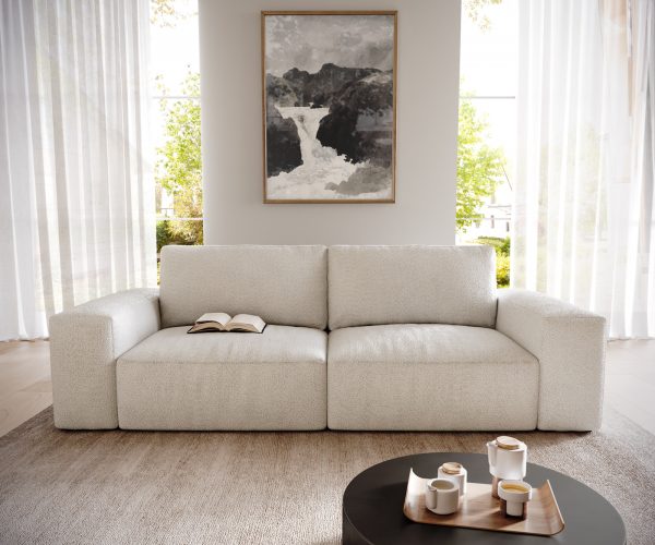 Velká pohovka Lanzo D 250x105 cm bouclé krémově bílá - Image 2