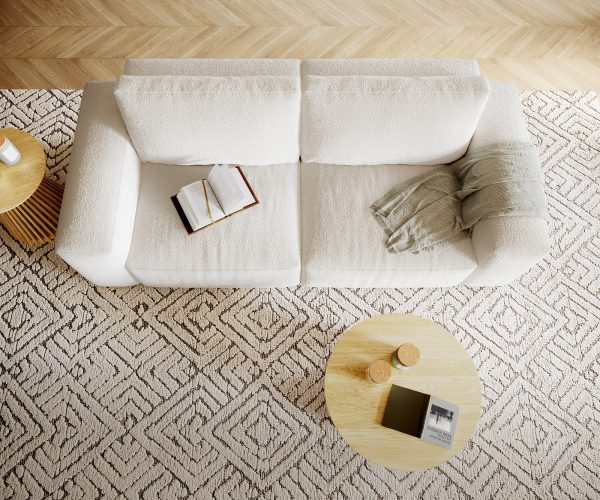 Velká pohovka Lanzo XL 270x125 cm bouclé smetanovo-bílá - Image 5