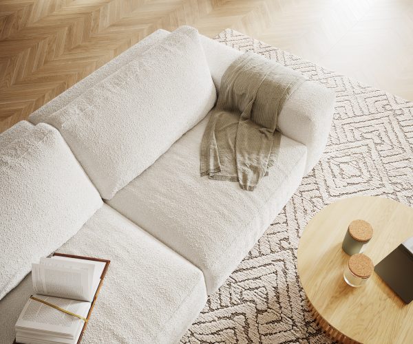 Velká pohovka Lanzo XL 270x125 cm bouclé smetanovo-bílá - Image 4