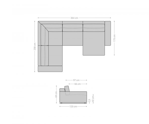 Pohovka ve tvaru "U" Lanzo XL 370x260 cm mikrovlákno černá variabilní lenoška - Image 7