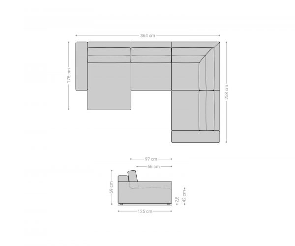 Pohovka ve tvaru "U" Lanzo XL 370x260 cm bouclé krémovo-bílá variabilní lenoška - Image 6