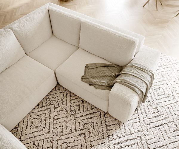 Pohovka ve tvaru "U" Lanzo XL 370x260 cm bouclé krémovo-bílá variabilní lenoška - Image 4