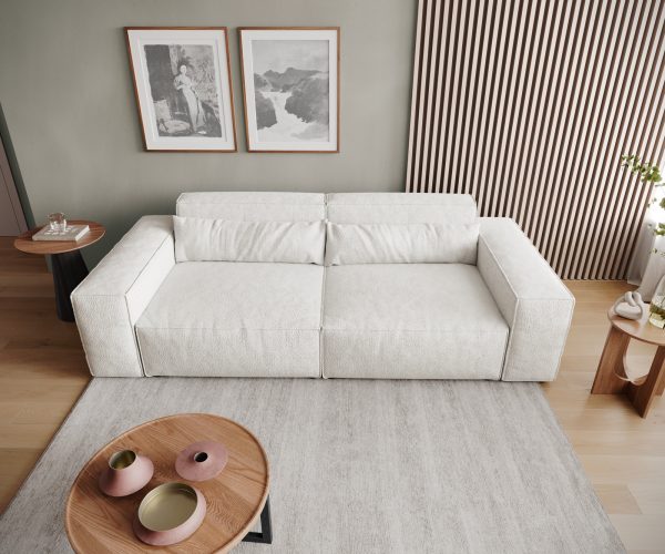 Velká pohovka Sirpio L 250x105 cm bouclé krémově bílá - Image 6