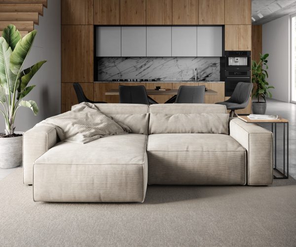 Rohová pohovka Sirpio D 250x155 cm manšestr béžová variabilní lenoška - Image 2