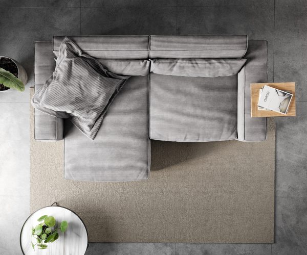 Rohová pohovka Sirpio D 250x155 cm manšestr stříbrnošedá variabilní lenoška - Image 6