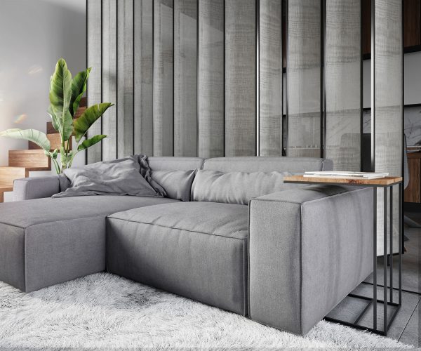 Rohová pohovka Sirpio D 250x155 cm mikrovlákno šedá variabilní lenoška s taburetem - Image 5