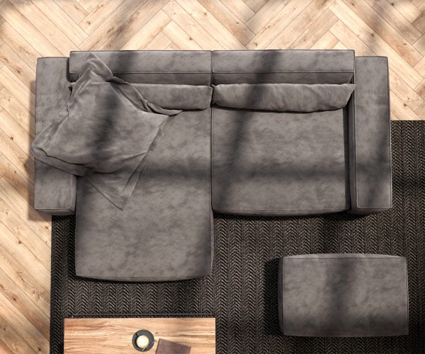 Rohová pohovka Sirpio D 250x155 cm mikrovlákno khaki-hnědá variabilní lenoška s taburetem - Image 6
