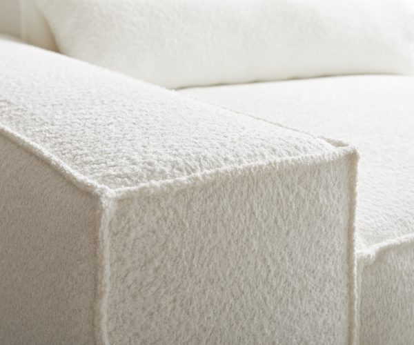 Rohová pohovka Sirpio D 340x155 cm bouclé krémovo-bílá variabilní lenoška - Image 4