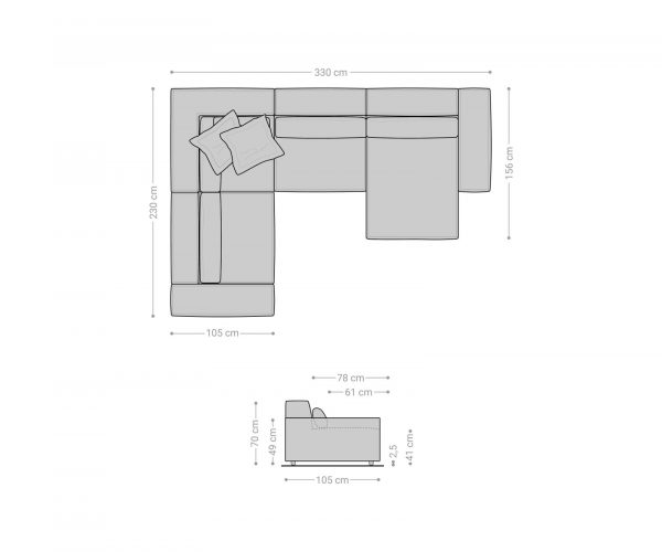 Pohovka ve tvaru "U" Sirpio D 330x240 cm mikrovlákno šedá variabilní lenoška - Image 7