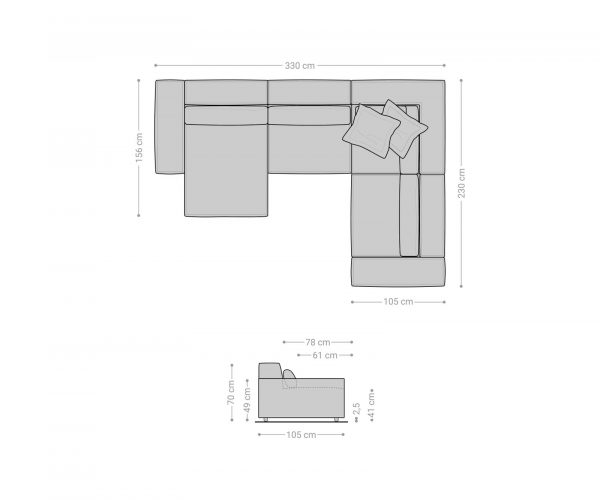 Pohovka ve tvaru "U" Sirpio D 330x240 cm bouclé krémovo-bílá variabilní lenoška - Image 7