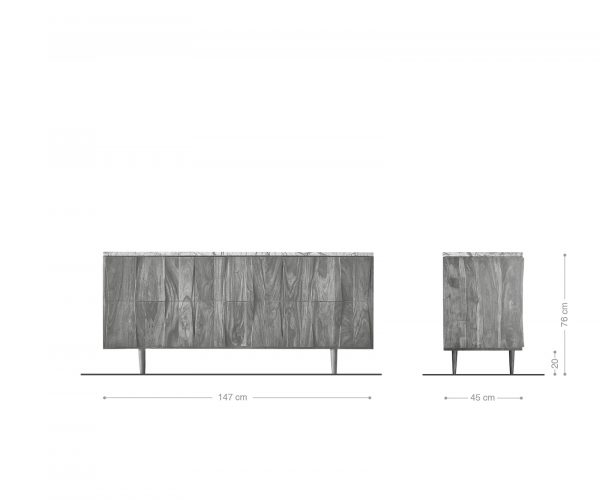 Komoda Shia 145 cm přírodní akácie mramor černá 3 dvířka 6 přihrádek - Image 6