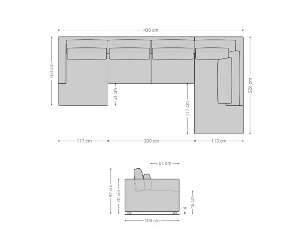 Pohovka ve tvaru "U" Isla 430x225 bouclé taupe lenoška pravá - Image 7
