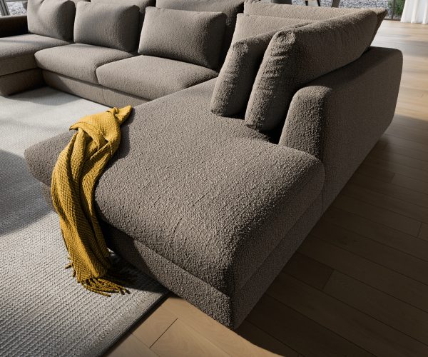 Pohovka ve tvaru "U" Isla 430x225 bouclé taupe lenoška pravá - Image 5