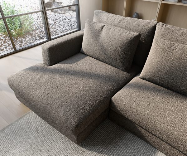 Pohovka ve tvaru "U" Isla 430x225 bouclé taupe lenoška pravá - Image 6