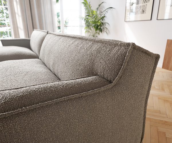 Rohová pohovka Basit 335x160 cm bouclé taupe levá - Image 6