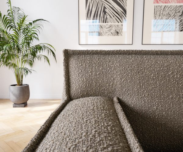 Rohová pohovka Basit 335x160 cm bouclé taupe levá - Image 7