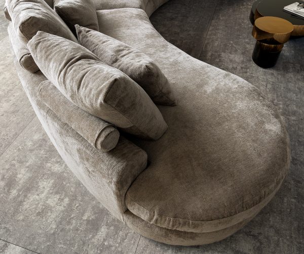Pohovka ve tvaru "U" Estrea 500x250 cm plochá tkanina taupe kulatá - Image 5