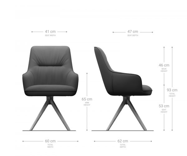 Jídelní židle Zelia-Flex dřevěná podnož zaoblená kůže černý - Image 6