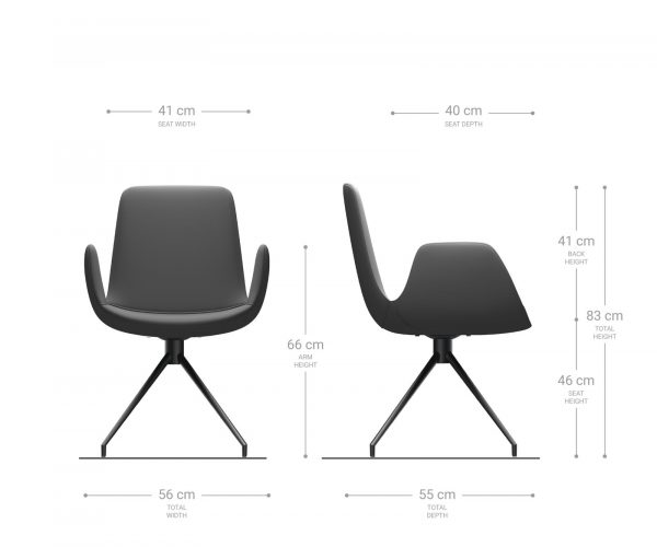 Jídelní židle Ilia-Flex křížová podnož kulatá otočná černá samet šedý - Image 6