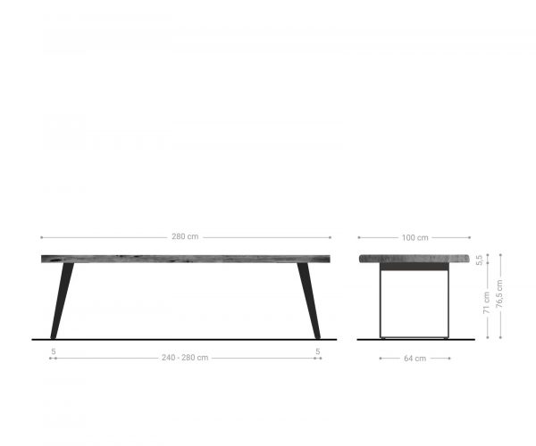 Jídelní stůl Edge 280x100 cm XL přírodní akácie live - Image 7
