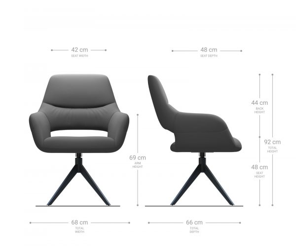 Otočná židle Yago-Flex XL s područkami křížová podnož široká nerezová ocel bouclé bílá - Image 8