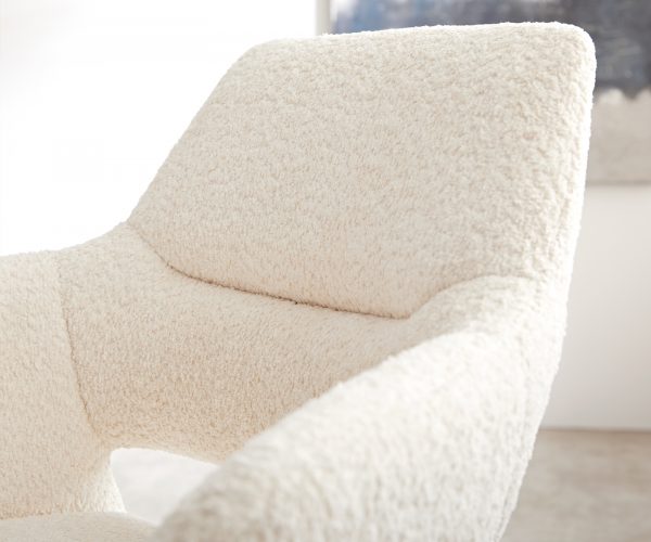 Otočná židle Yago-Flex XL s područkami křížová podnož široká černá bouclé bílá 360° - Image 5
