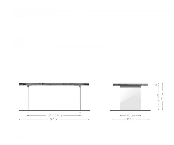 Jídelní stůl Edge 200x100 cm XL akácie hnědá skleněná podnož - Image 6