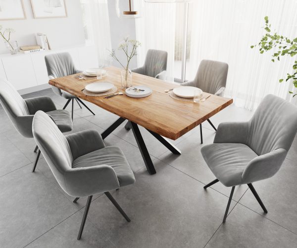 Jídelní stůl Edge 200x100 XL akácie přírodní křížová podnož černá - Image 5
