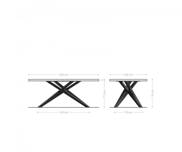 Jídelní stůl Edge 200x100 XL akácie přírodní křížová podnož černá - Image 6
