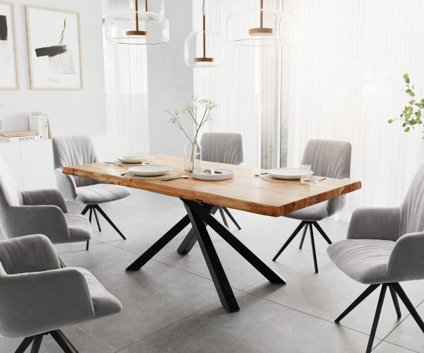 Jídelní stůl Edge 200x100 XL akácie přírodní křížová podnož černá