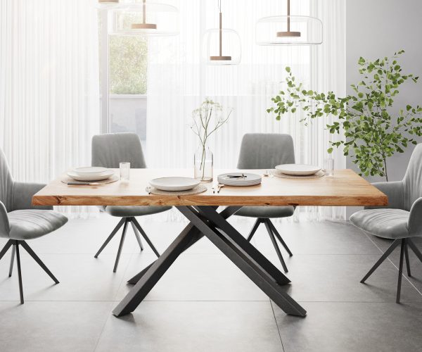 Jídelní stůl Edge 200x100 XL akácie přírodní křížová podnož černá - Image 2