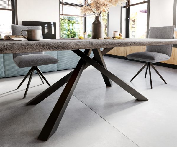 Jídelní stůl Edge 200x100 XL akácie platina křížová podnož černá - Image 5