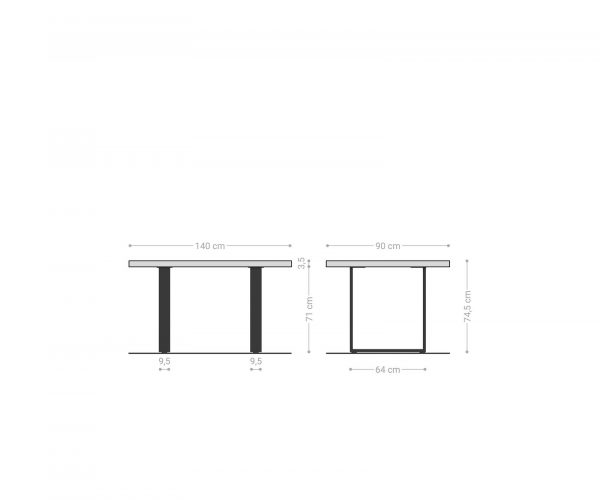 Jídelní stůl Edge 140x90 bílá nerezová úzká podnož - Image 6