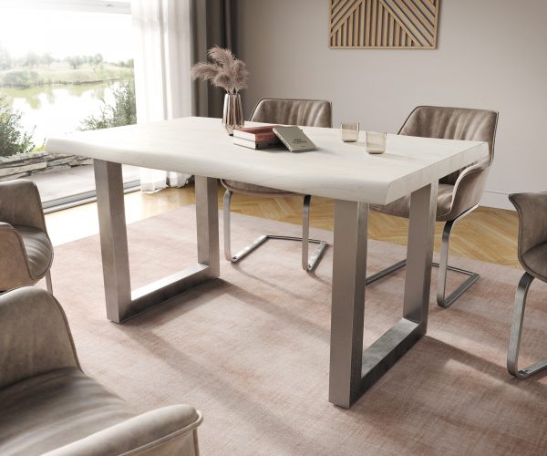 Jídelní stůl Edge 140x90 XL bílá nerezová ocel široká