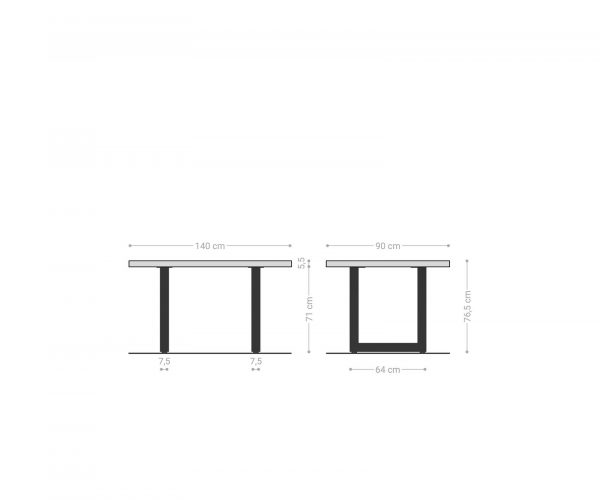 Jídelní stůl Edge 140x90 XL bílá nerezová ocel široká - Image 6