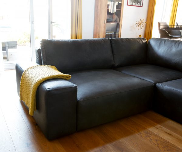 Pohovka ve tvaru "U" Lanzo XL 370x260 cm koženka antracitová vintage variabilní lenoška - Image 4