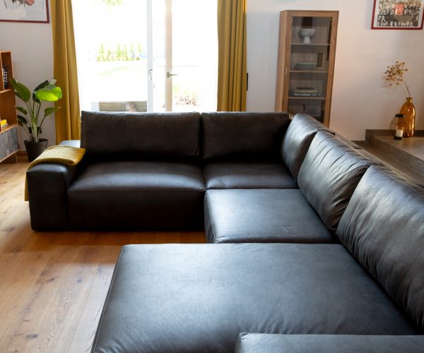 Pohovka ve tvaru "U" Lanzo XL 370x260 cm koženka antracitová vintage variabilní lenoška - Image 2