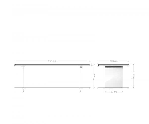 Jídelní stůl Edge 260x100 cm XL akácie platina - Image 7