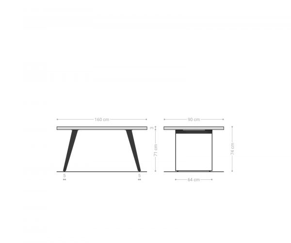 Jídelní stůl Edge 160x90 cm zaoblená přírodní dub švýcarská hrana - Image 9
