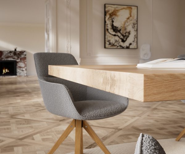 Jídelní stůl Edge 200x100 cm přírodní dub šikmá podnož nerezová ocel - Image 6