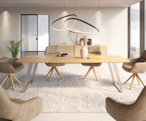 Jídelní stůl Edge 260x100 cm zaoblená přírodní dub švýcarská hrana - Image 2