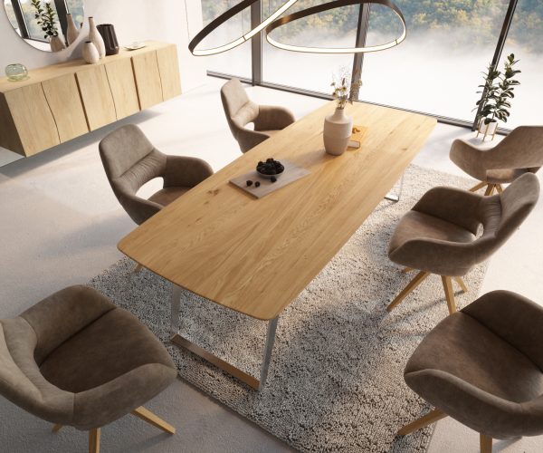Jídelní stůl Edge 260x100 cm zaoblená přírodní dub švýcarská hrana - Image 4