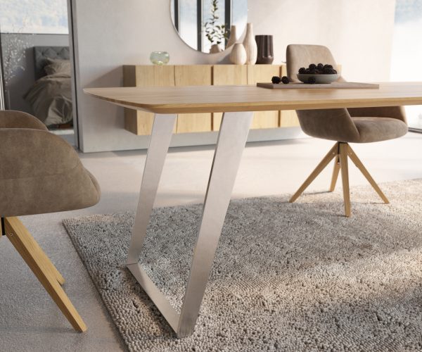 Jídelní stůl Edge 260x100 cm zaoblená přírodní dub švýcarská hrana - Image 5