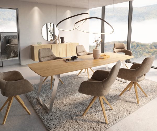 Jídelní stůl Edge 260x100 cm zaoblená přírodní dub švýcarská hrana - Image 8