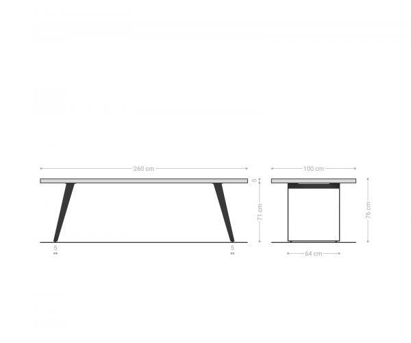 Jídelní stůl Edge 260x100 cm XL akácie platina - Image 7