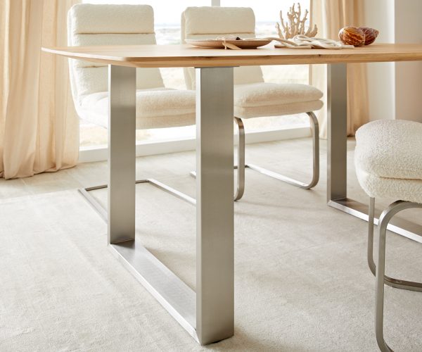 Jídelní stůl Edge 160x90 cm zaoblená přírodní dub švýcarská hrana - Image 5