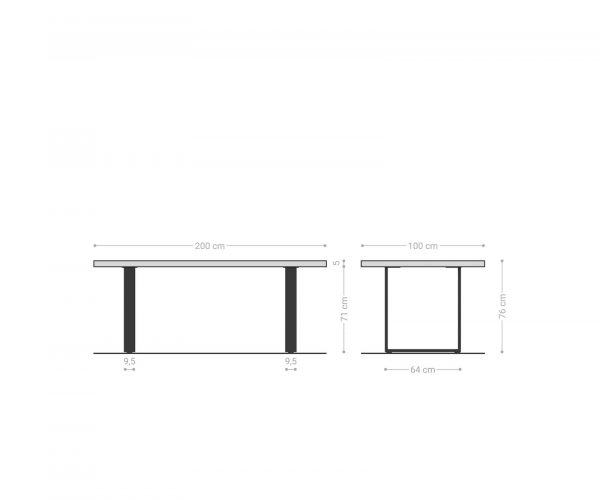 Jídelní stůl Edge 200x100 cm přírodní dub úzká podnož nerezová ocel - Image 9