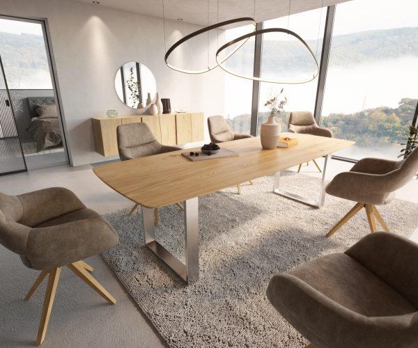 Jídelní stůl Edge 260x100 cm zaoblená přírodní dub švýcarská hrana