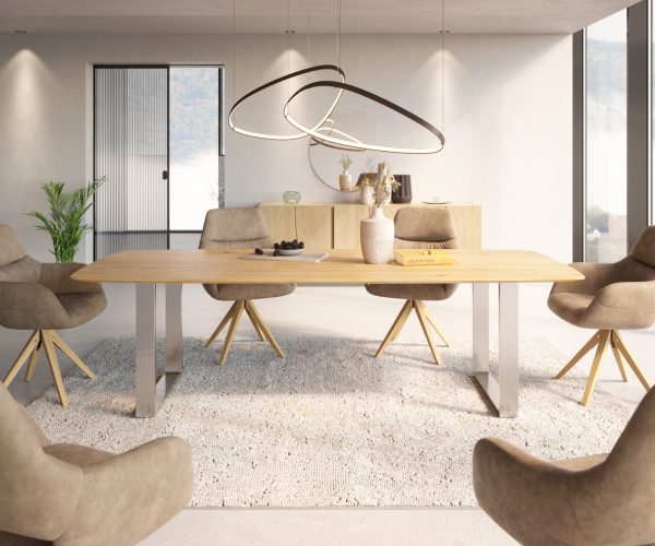 Jídelní stůl Edge 260x100 cm zaoblená přírodní dub švýcarská hrana - Image 2